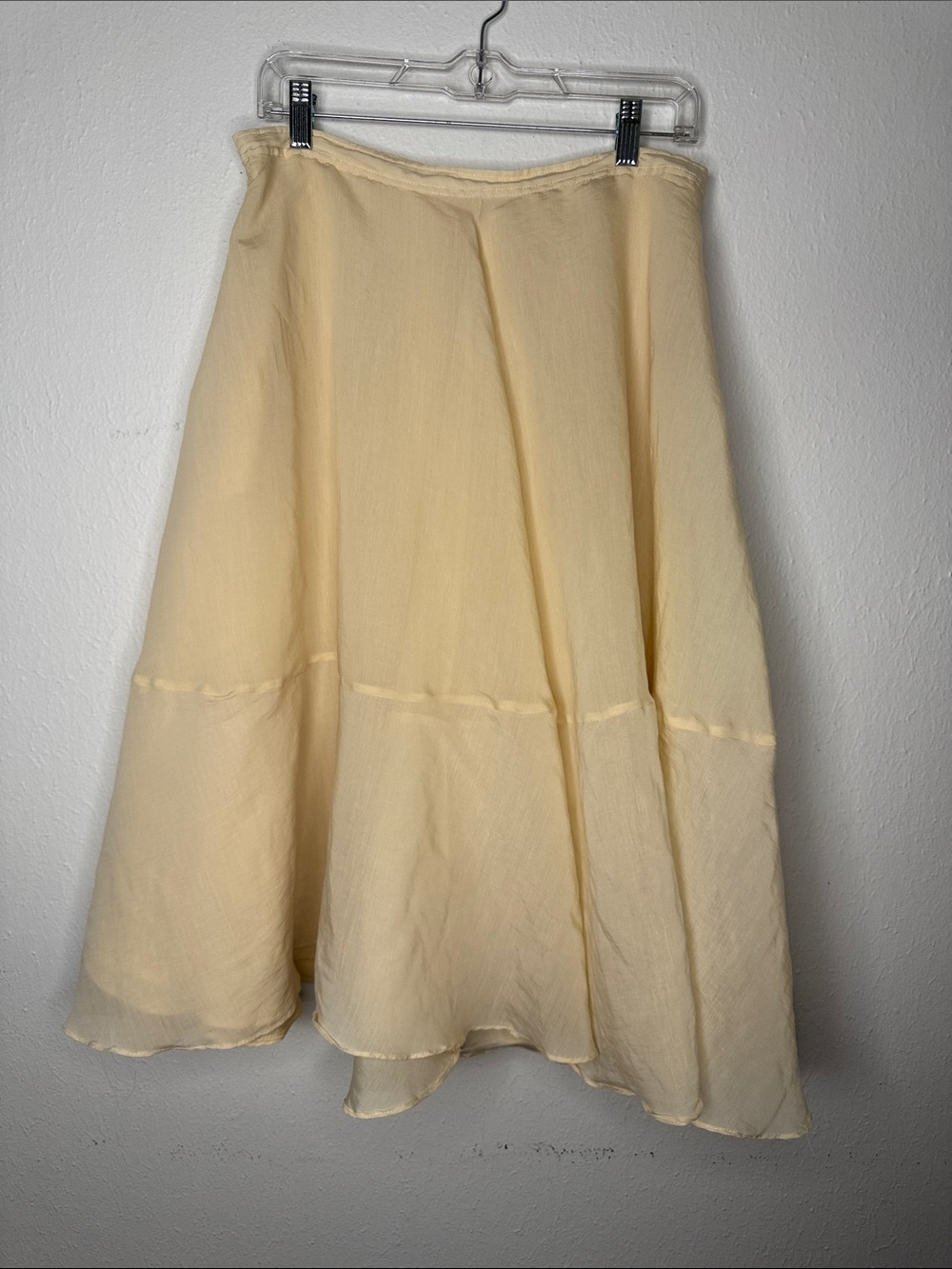Zara Pale Cream A-Line Midi Skirt